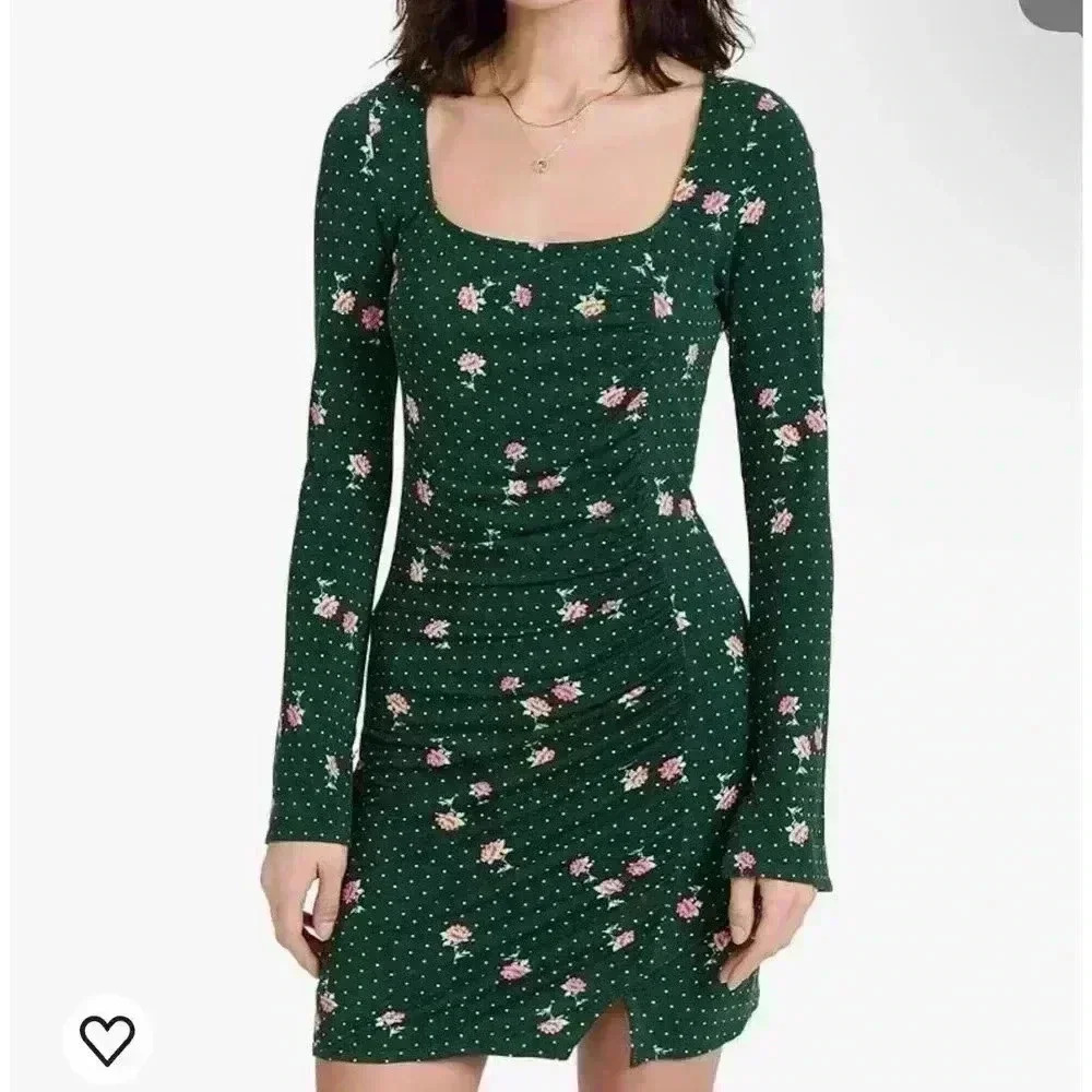 Free People CELIA MINI DRESS IN EMERALD JEWEL COMBO size XS